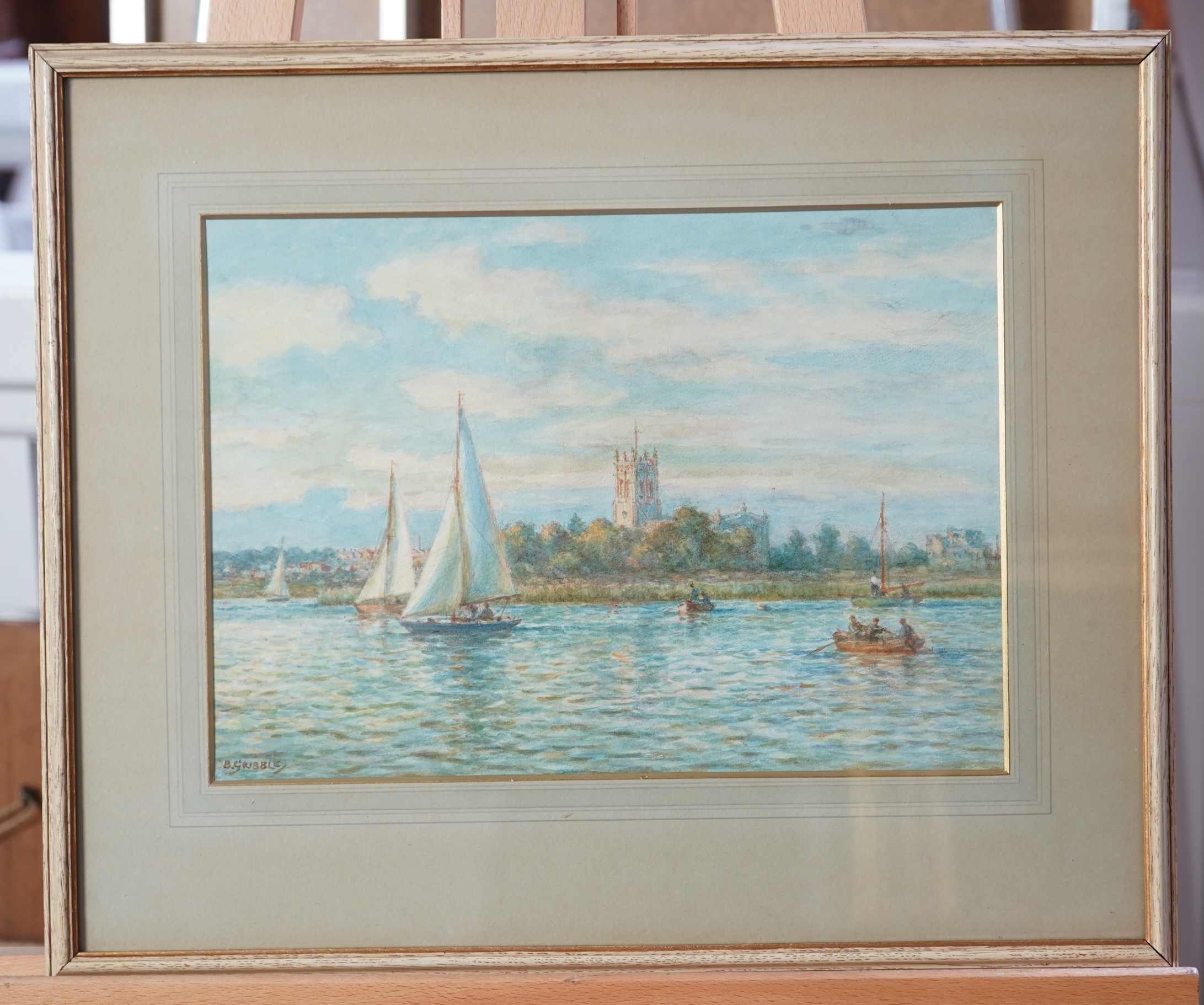 Bernard Finegan Gribble, 1872-1962, 'Christchurch Priory, Hants' and 'Knaresborough Bridge, Yorkshire'